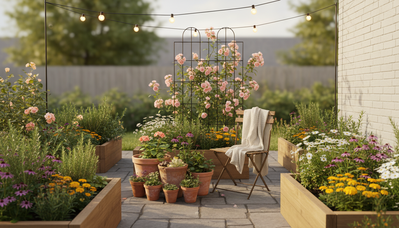 Dreamy backyard garden inspiration with lush greenery, cozy seating areas, and beautiful flower arrangements — perfect ideas for outdoor makeovers.