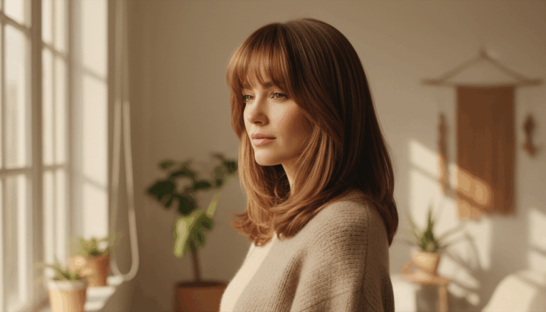 Effortless layered haircut with glossy shine in natural tones — fresh, polished 2025 hair trend.