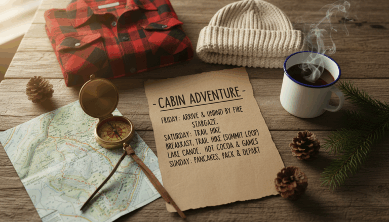 Three-day cozy cabin trip itinerary in the mountains — relThree-day cozy cabin trip itinerary in the mountains — relaxing escape with hiking, campfires, and peaceful nature views.axing escape with hiking, campfires, and peaceful nature views.