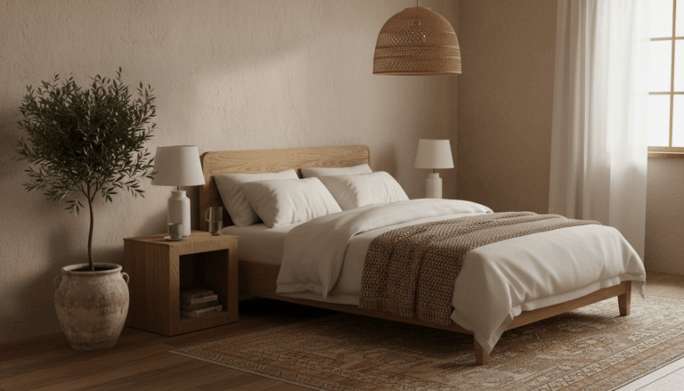 Image showing earthy cottage room decor cozy neutral styling ideas.