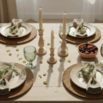 Image showing fun natural table settings with playful organic touches.