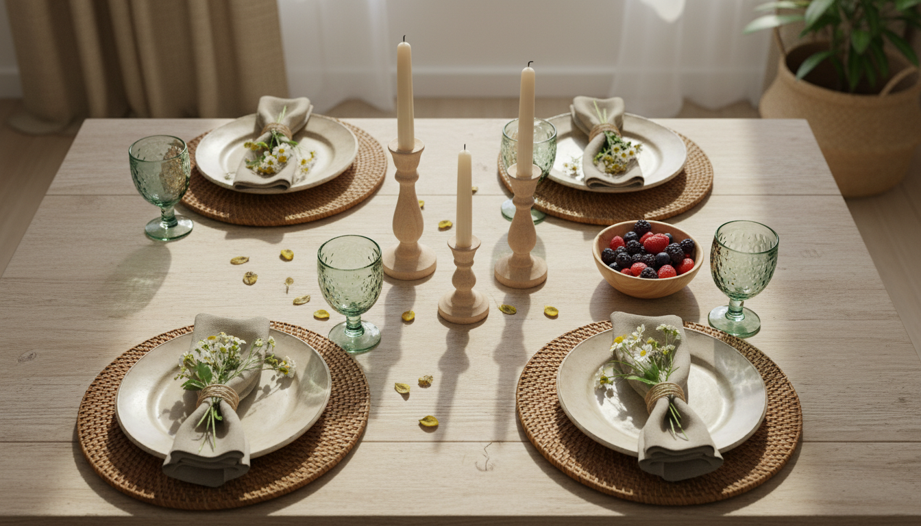Image showing fun natural table settings with playful organic touches.