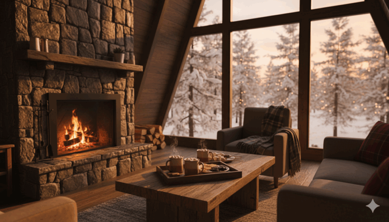 Cozy October aesthetic scene in soft neutral tones — AI-generated art with a warm, inviting fall mood.