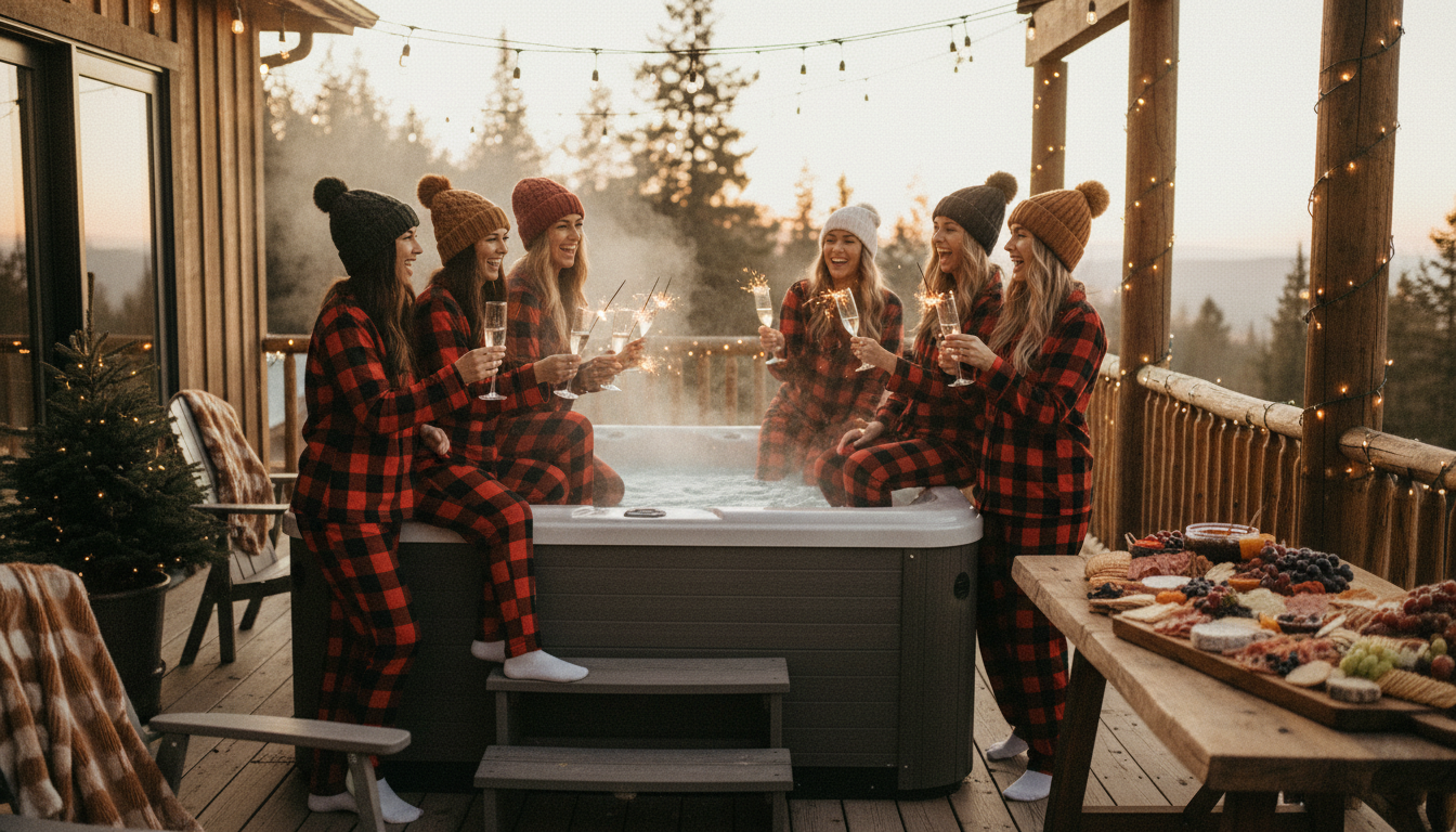 Rustic bachelorette cabin weekend ideas — cozy checklist for a fun getaway with friends, featuring woodsy decor and relaxing outdoor vibes.