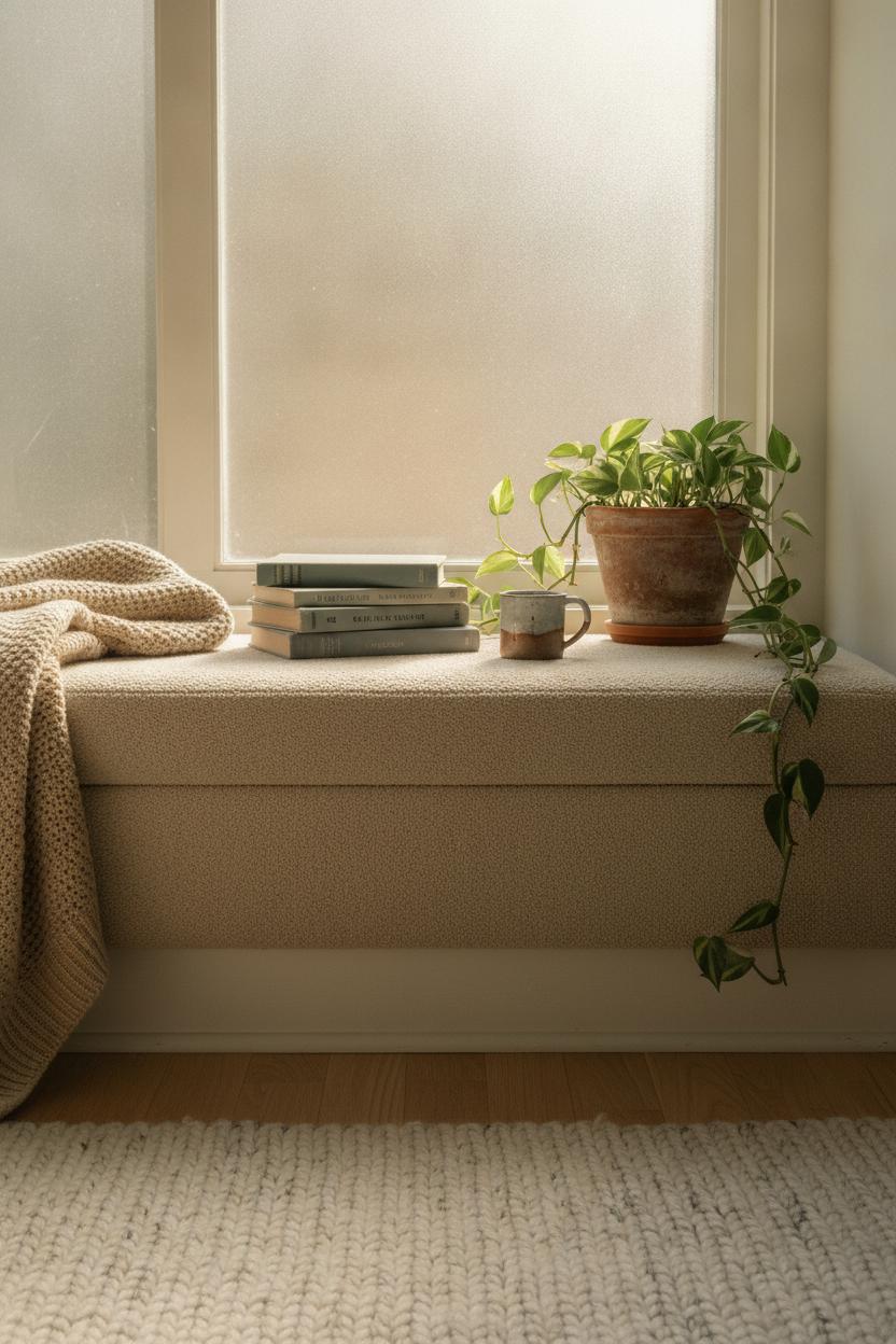 Cozy hygge living room decor ideas with warm lighting, soft textures, and inviting neutral tones