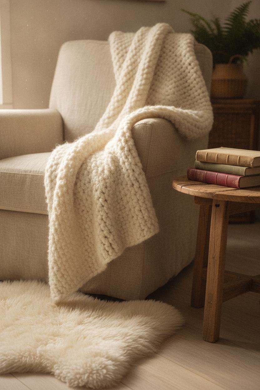 Cozy hygge living room decor ideas with greige walls, linen sofa, jute rug, and warm afternoon light